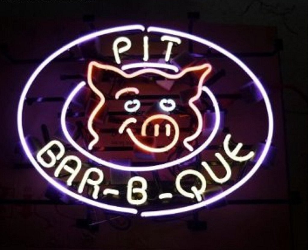 BBQ Grill Food Pig Neon Sign