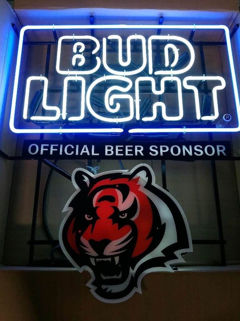 Bud Light Cincinnati Bengals Sports Neon Sign Bar Sign Neon Light