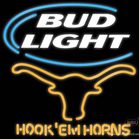 Bud Light Logo Texas Longhorns Hook EM Horns Neon Sign Neon Light