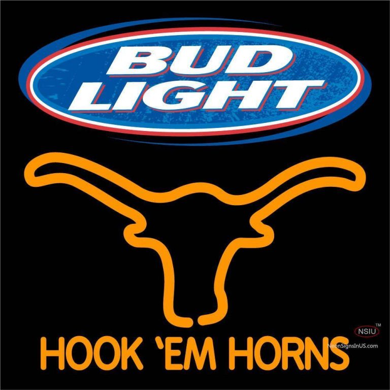 Bud Light Logo Texas Longhorns Hook EM Horns Neon Sign Tube Neon Light