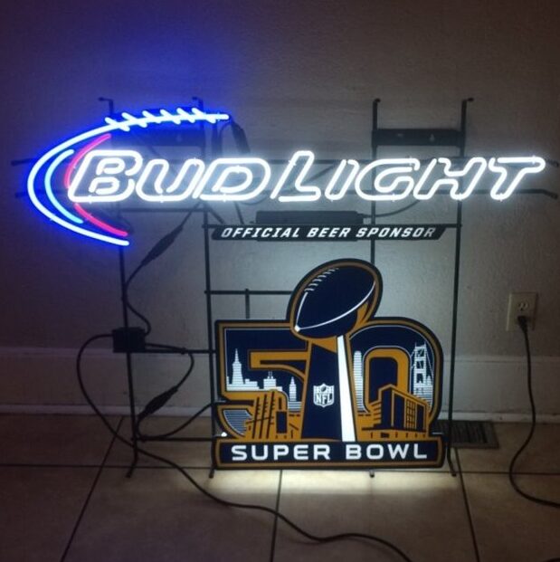 Bud Light Super Bowl 50 Neon Sign Teams Neon Light Bar Sign Neon Light