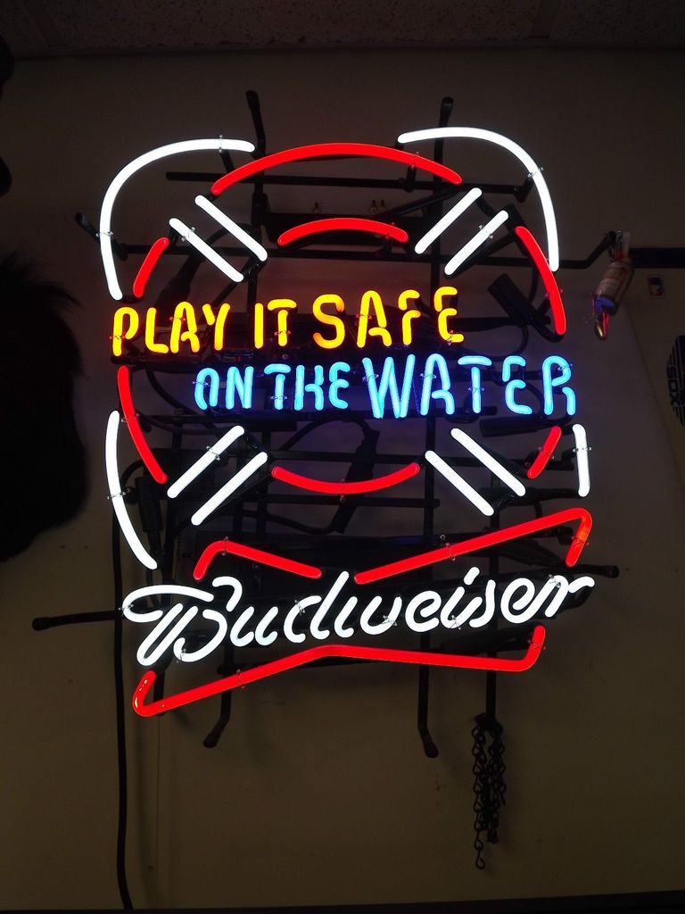 Budweiser Play It Safe In The Water Neon Sign Neon Light