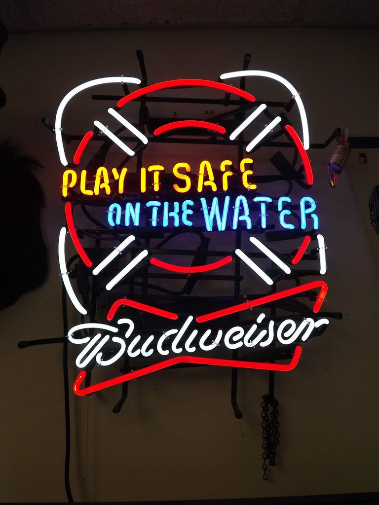 Budweiser Play It Safe On The Water Neon Sign Bar Sign Neon Light