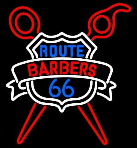 Custom Route Barbers 66 Logo Neon Sign Bar Sign Neon Light
