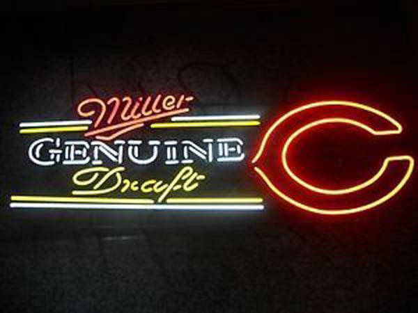 Miller Véritable brouillon Chicago Bears Néon Signe Tube Neon