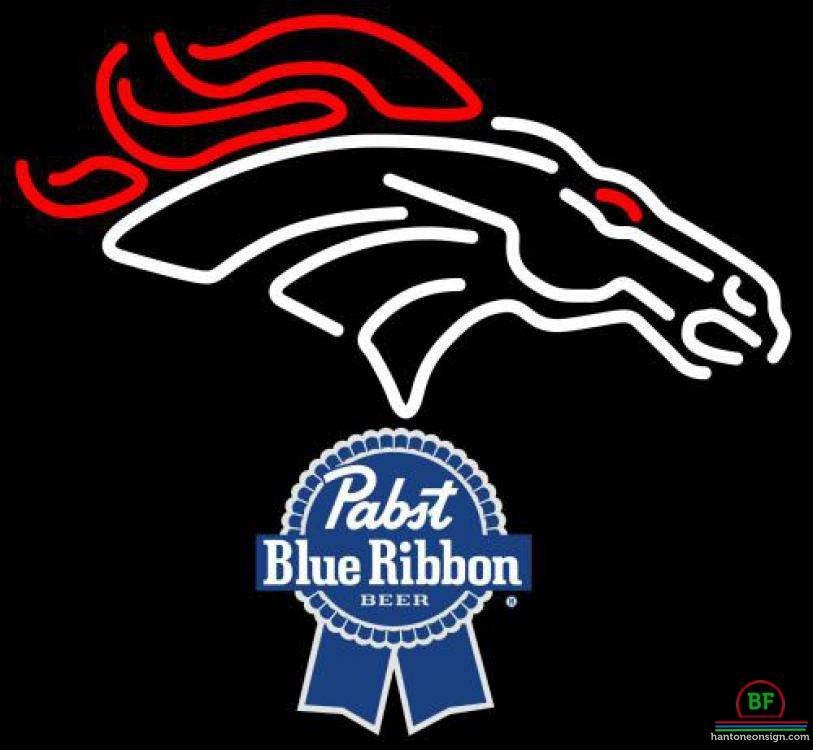 Pabst Blue Ribbon Denver Broncos Neon Sign Teams Neon Light