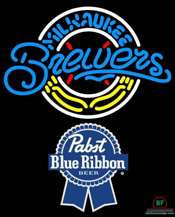 Pabst Blue Ribbon Milwaukee Brewers Neon Sign Teams Neon Light