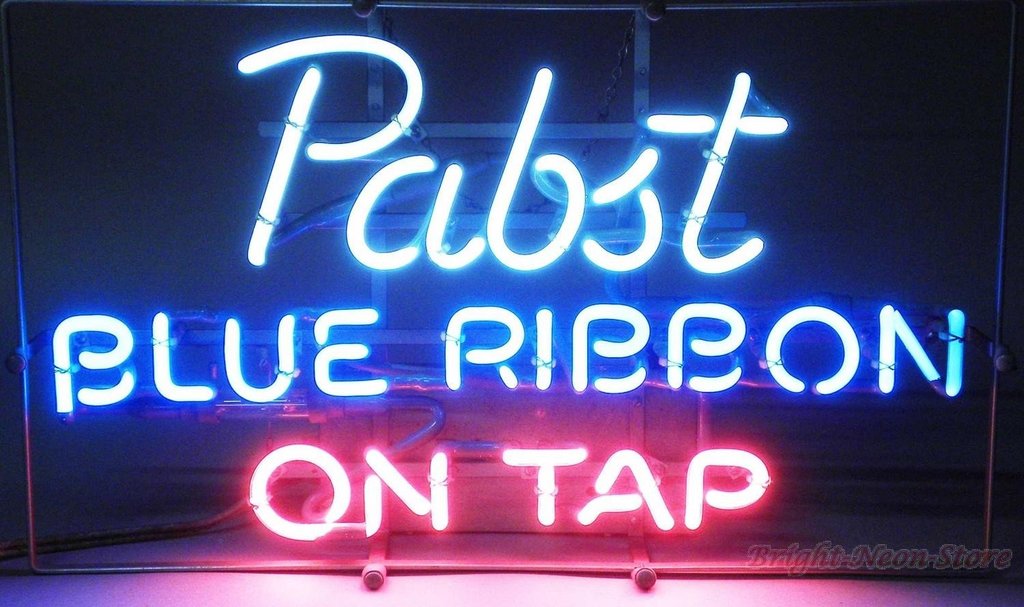 Pabst Blue Ribbon On Top Neon Sign