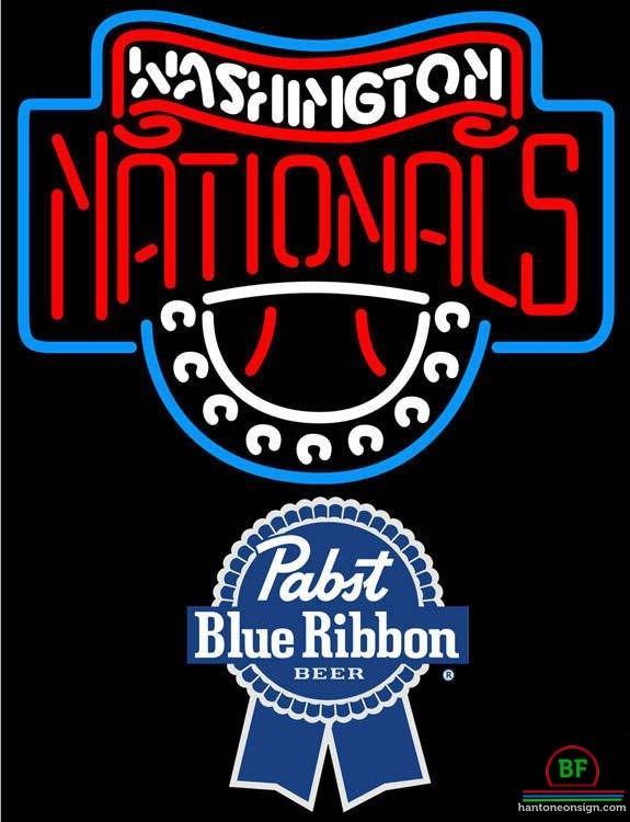Pabst Blue Ribbon Washington Nationals Neon Sign Teams Neon Light