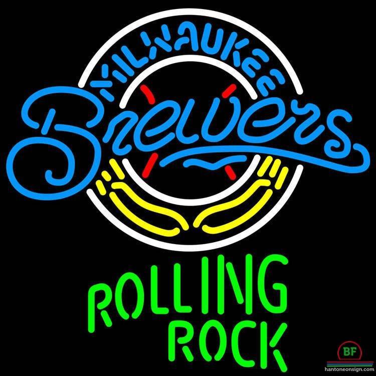 Rolling Rock Milwaukee Brewers Neon Sign Teams Neon Light