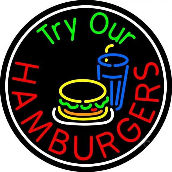 Try Our Hamburgersg Neon Sign Bar Sign Neon Light