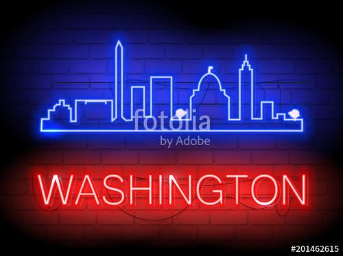 Washington skyline Neon Sign Neon Light