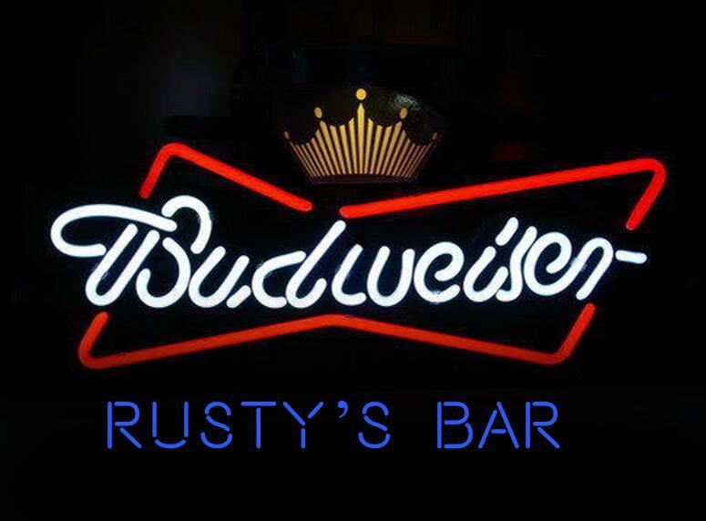 Custom Name Budweiser Crown Neon Sign Rear Neon Light