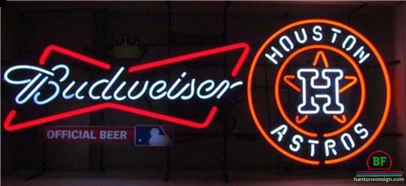 Budweiser Houston Astros Bowtie Neon Sign 20"x16" Beer Light Lamp Bar Windows