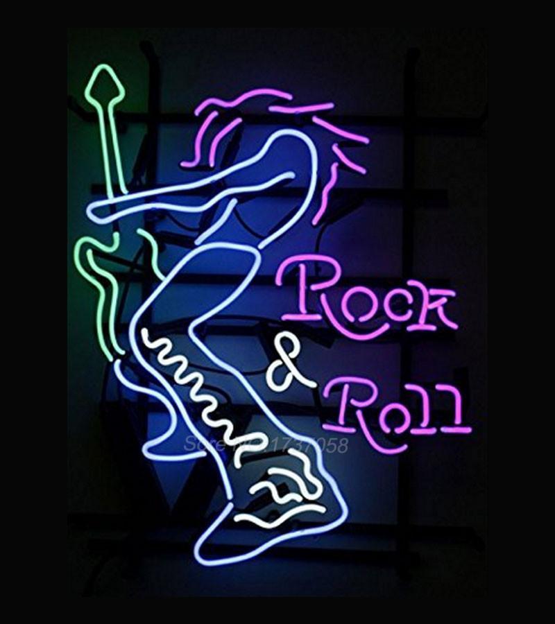 Rock And Roll Guitarist Font B Electric B Font Guitar Player Neon Sign