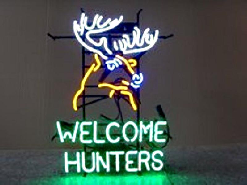 Welcome Hunters Deer Buck Stag Neon Sign
