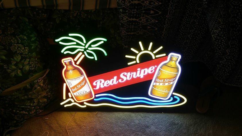 Red Stripe Neon Sign Bar Sign Neon Light