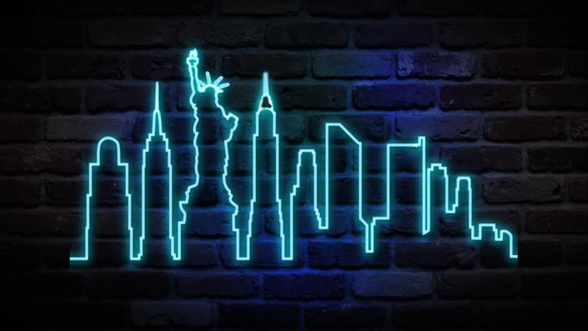 New York City skyline Neon Sign Neon Light