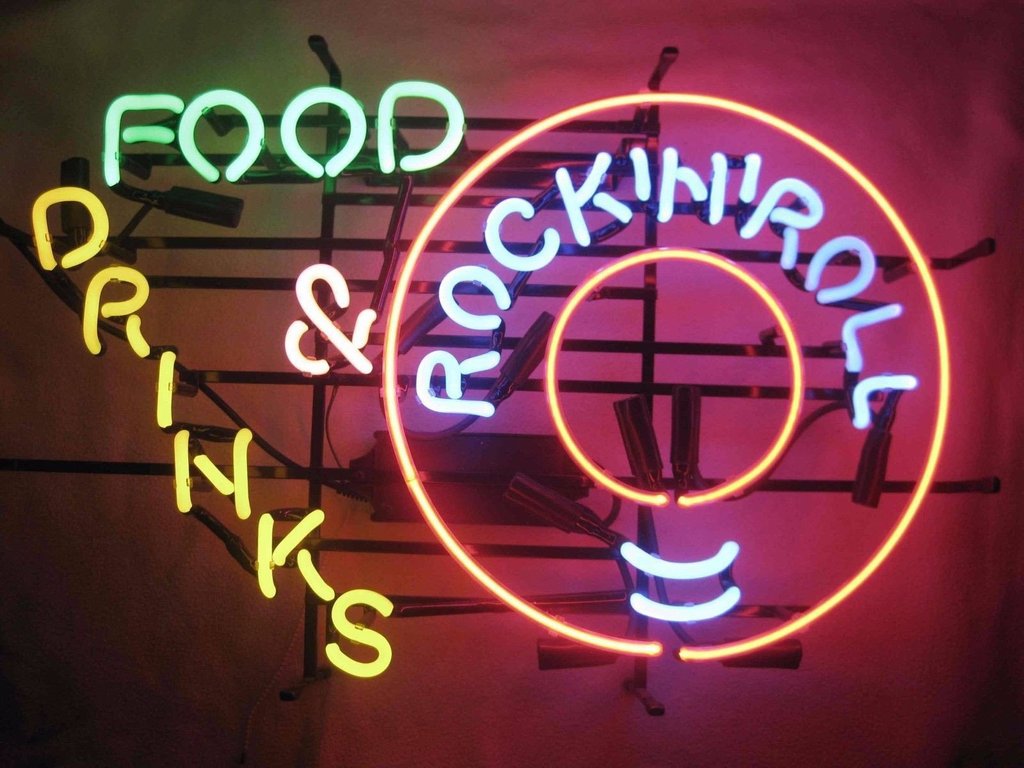 Food Drinks Rock N Roll Bar Music Beer Cerveza Neon Sign