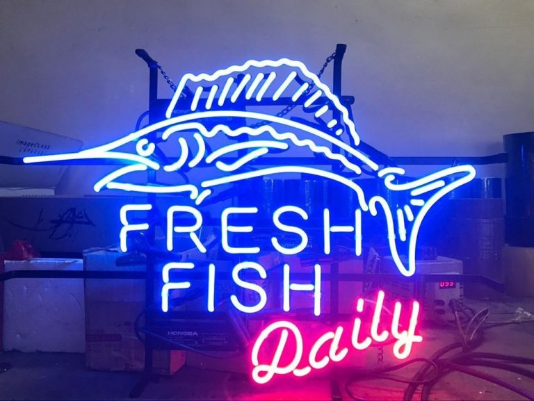 Fresh Fish Daily Neon Sign with acrylic backing DIY Neon Signs