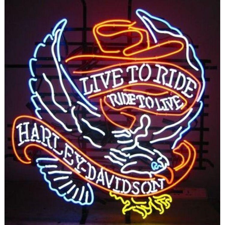 Harley Davidson Eagle Live To Ride Neon Sign Bar Sign Neon Light