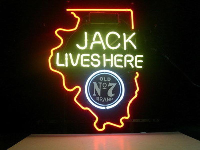 Jack Daniels Lives Here Illinois Whiskey Neon Sign Bar Sign Neon Light