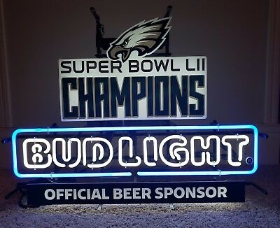 Philadelphia Eagles Bud Light Helmet Neon Sign 20"x16" Beer Lamp Bar Display 