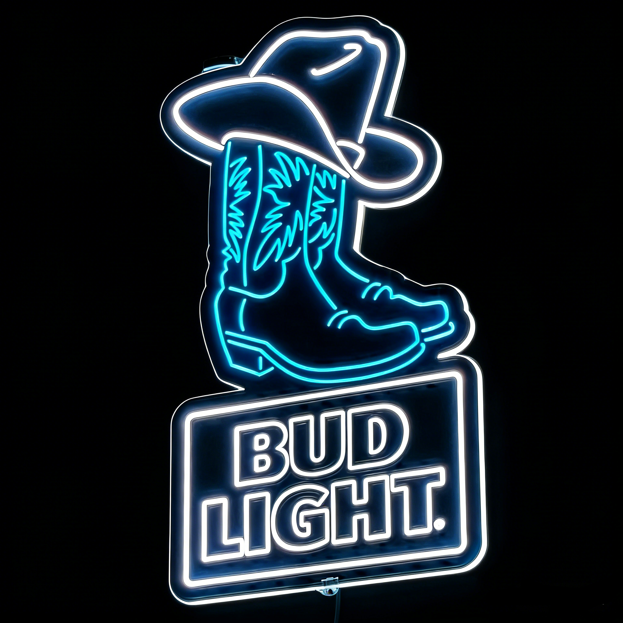 Bud Light Cowboy Boots Rodeo Hat Neon Sign Neon Light